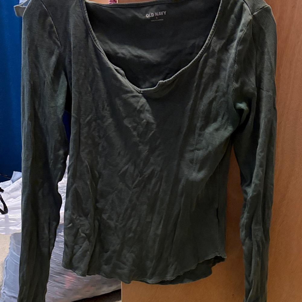 Old Navy Women's Dark Green Long Sleeve Tee